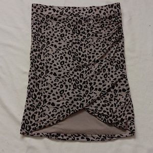 Leopard Print Overlap Skirt